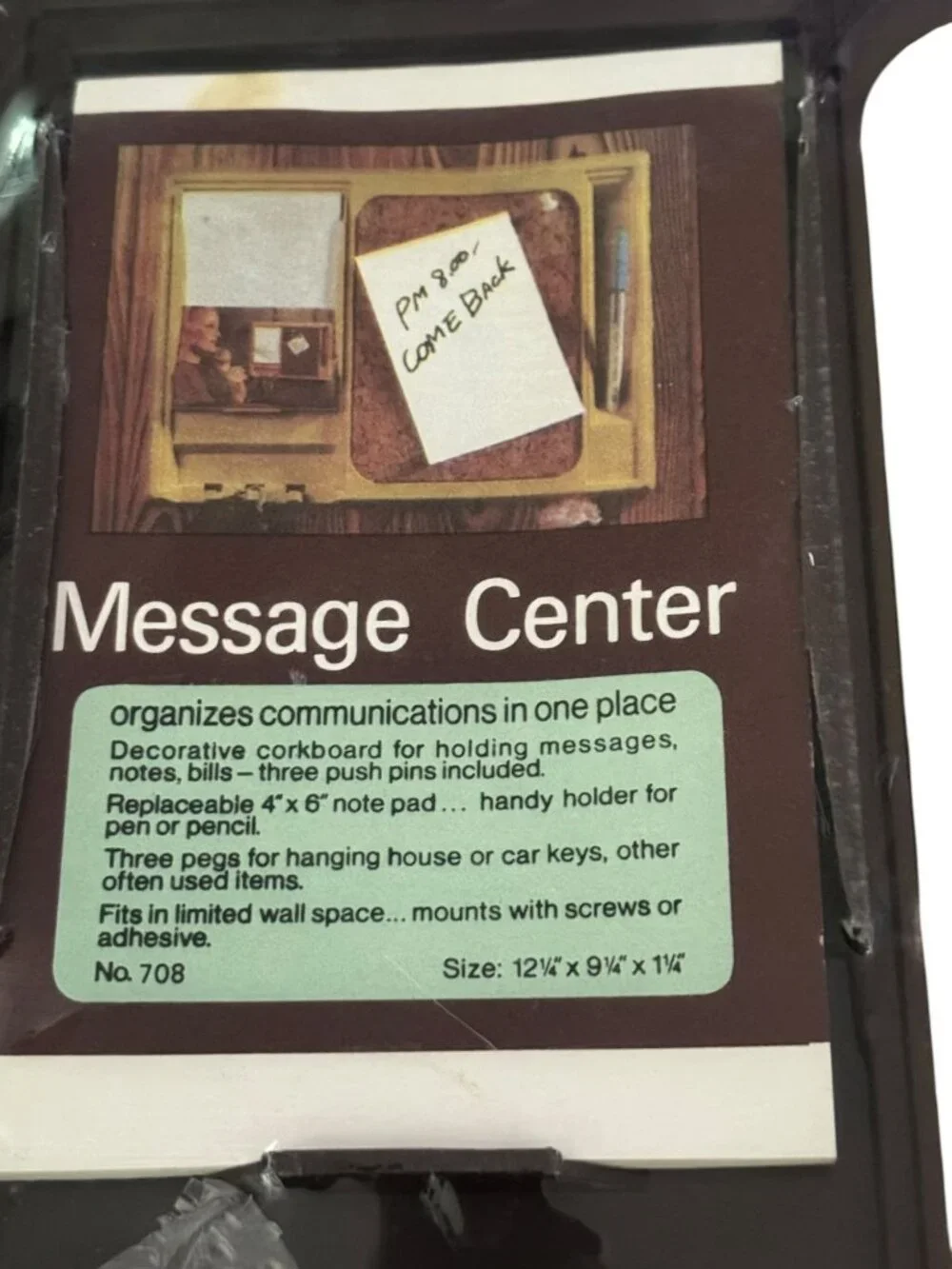 Message Center Organizer With Corkboard & Key Hooks Wall Mountable
